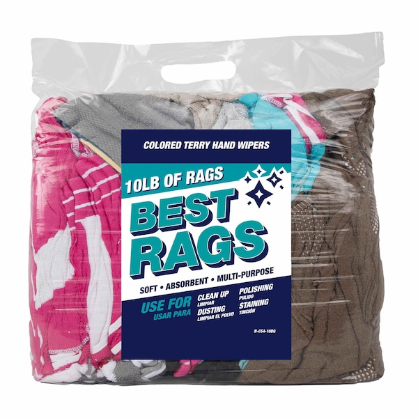 Hand Towel Size Terry Wipers - COLORED 10 lb bag